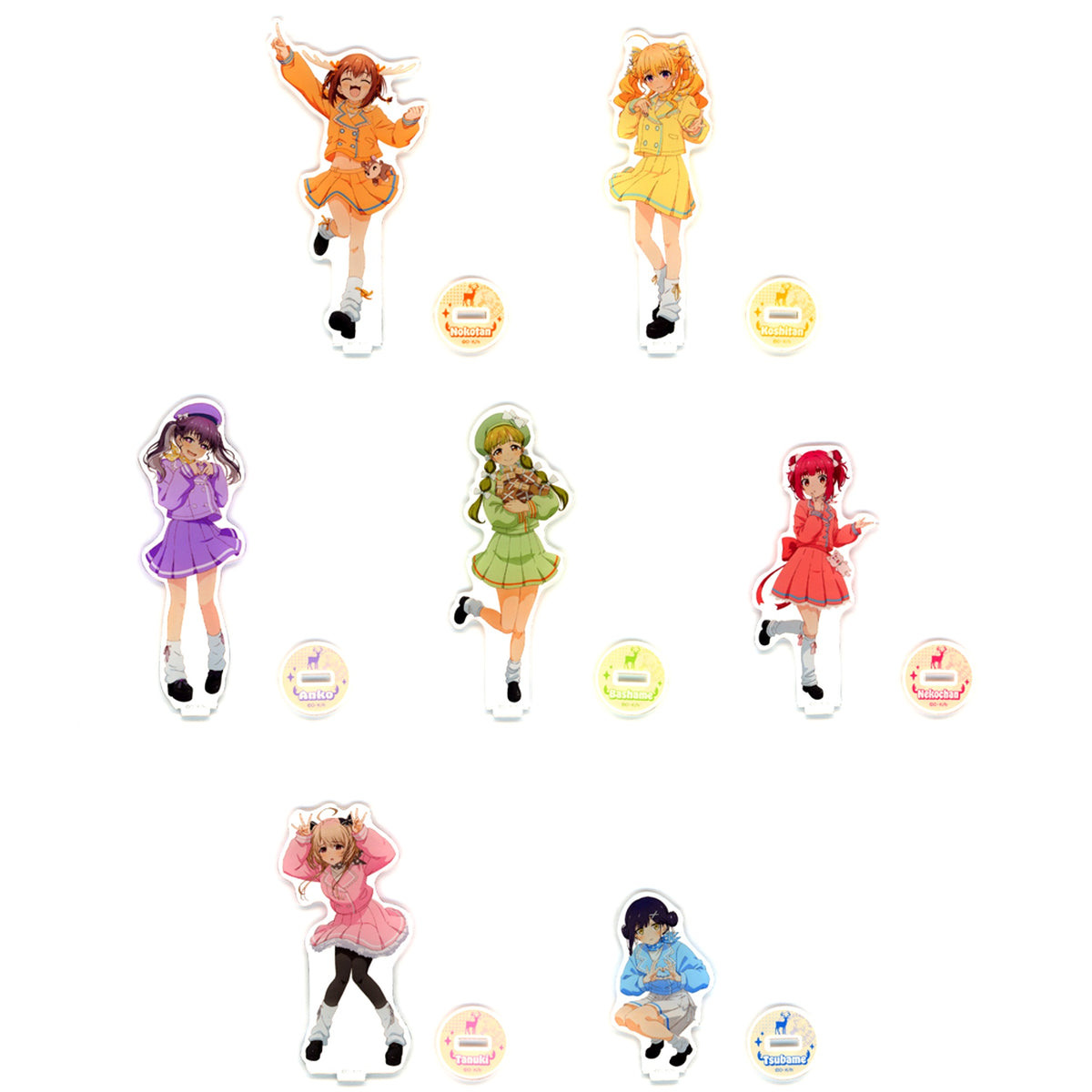 Set of 7 My Deer Friend Nokotan DMM Scratch! C Prize Acrylic Stand [USED]