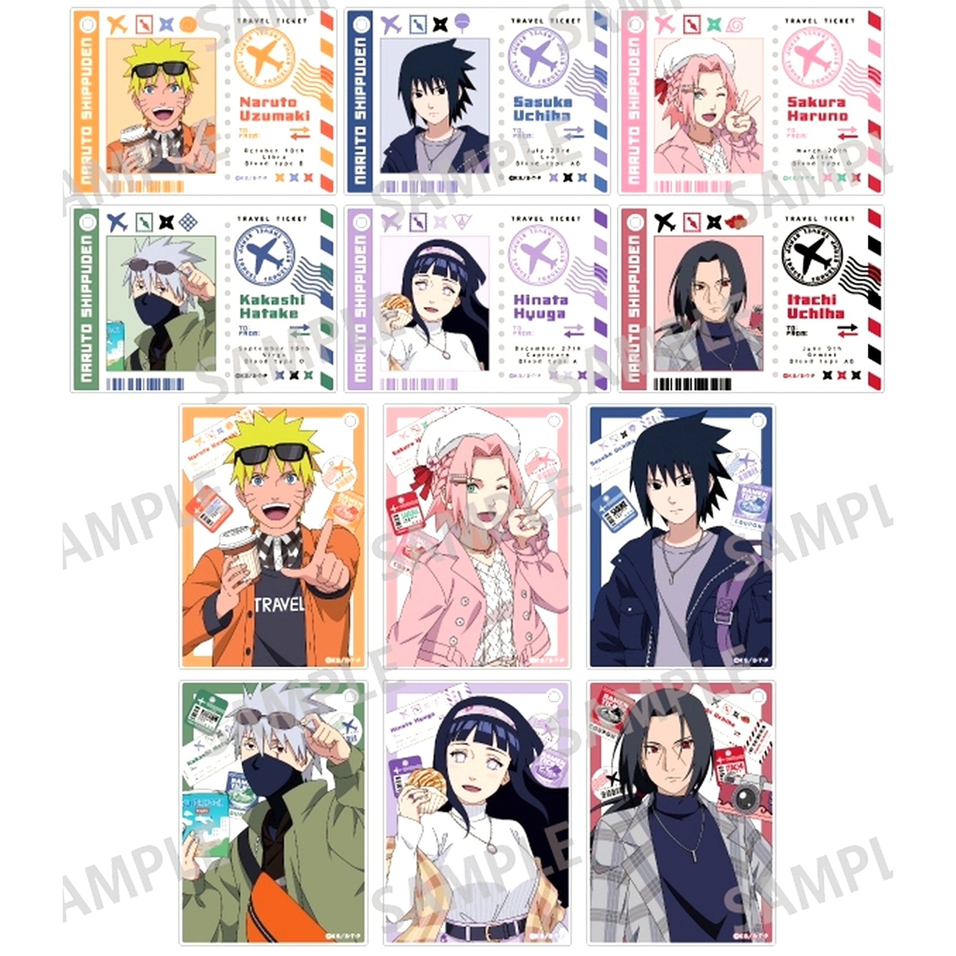 Set of 12 Trading Acrylic Plate Buratto Tabi no Maki! Naruto Shippuden [USED]