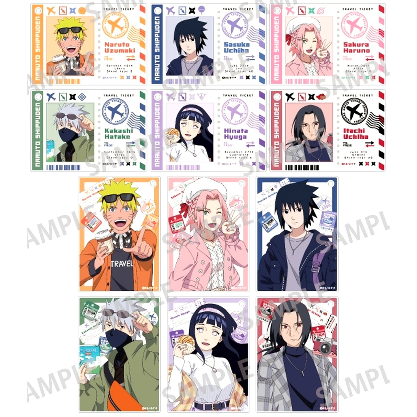 Set of 12 Trading Acrylic Plate Buratto Tabi no Maki! Naruto Shippuden [USED]