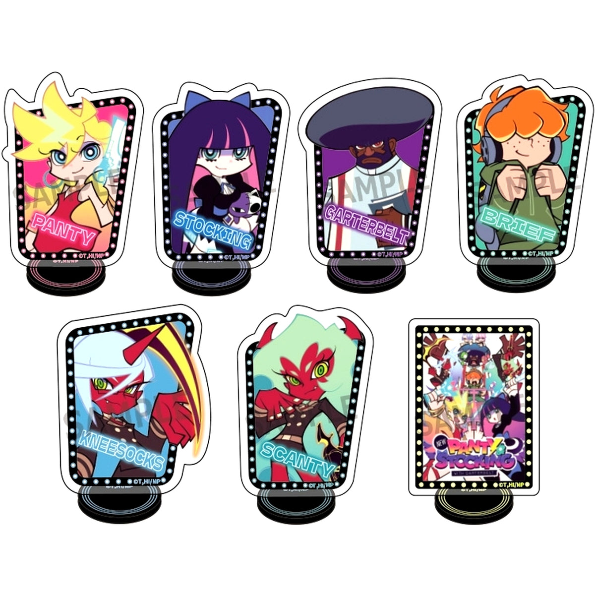 Set of 7 TV Anime New PANTY & STOCKING with GARTERBELT Trading Mini Acrylic Stand [USED]