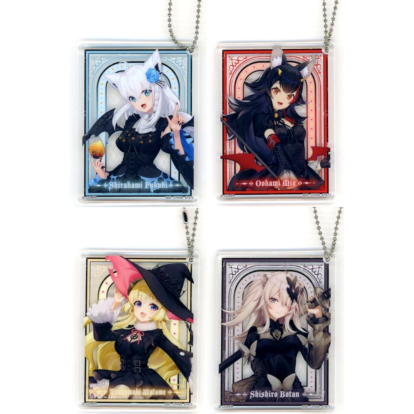 Set of 4 Acrylic Charm Ichiban Kuji Hololive Villain Style Acrylic Charm Prize [USED]