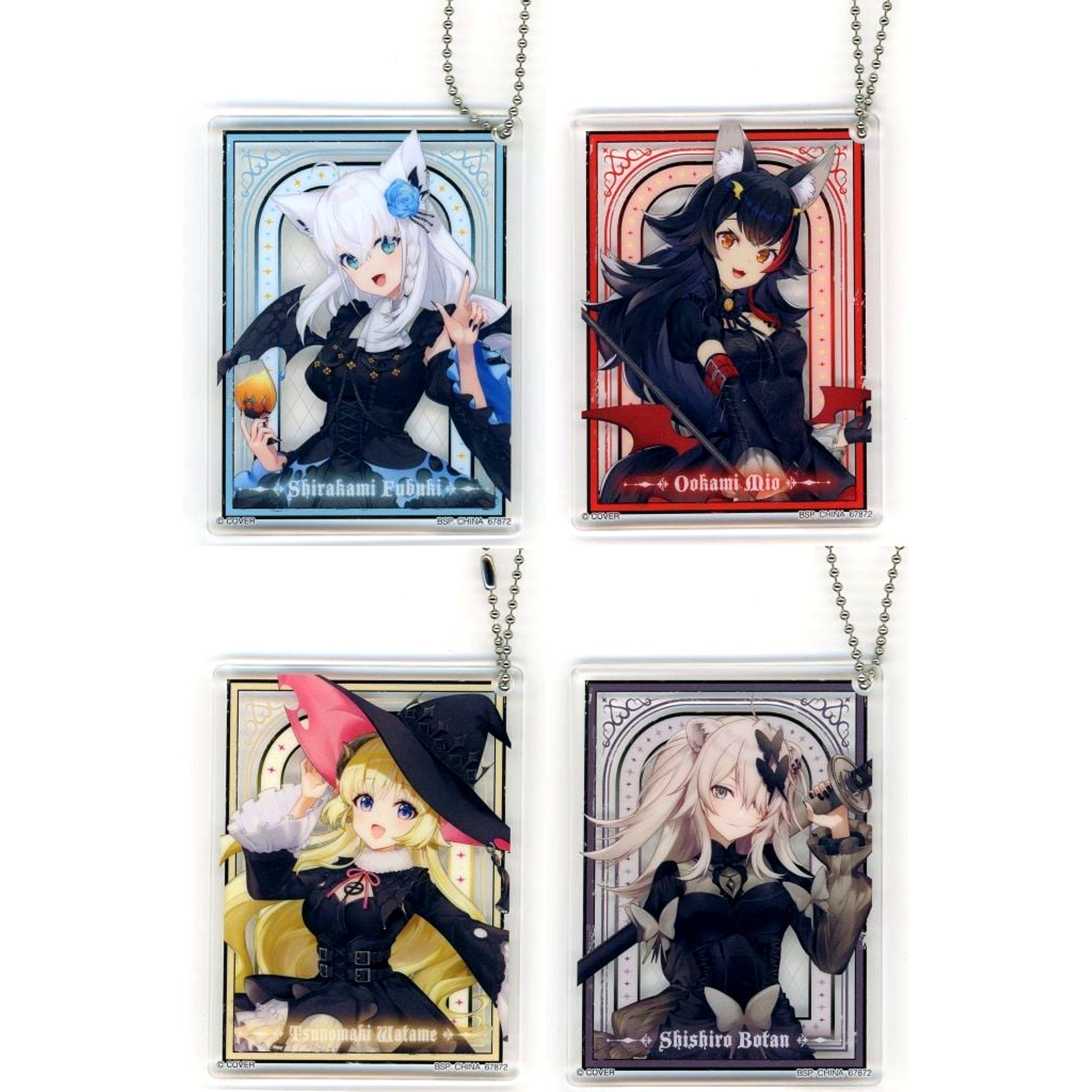 Set of 4 Acrylic Charm Ichiban Kuji Hololive Villain Style Acrylic Charm Prize [USED]