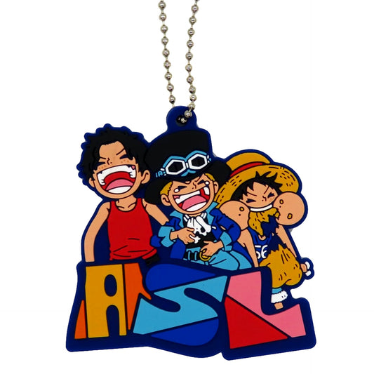 Luffy & Ace & Sabo Rubber Keychain Ichiban Kuji ONE PIECE Dramatic Memories Prize I [USED]