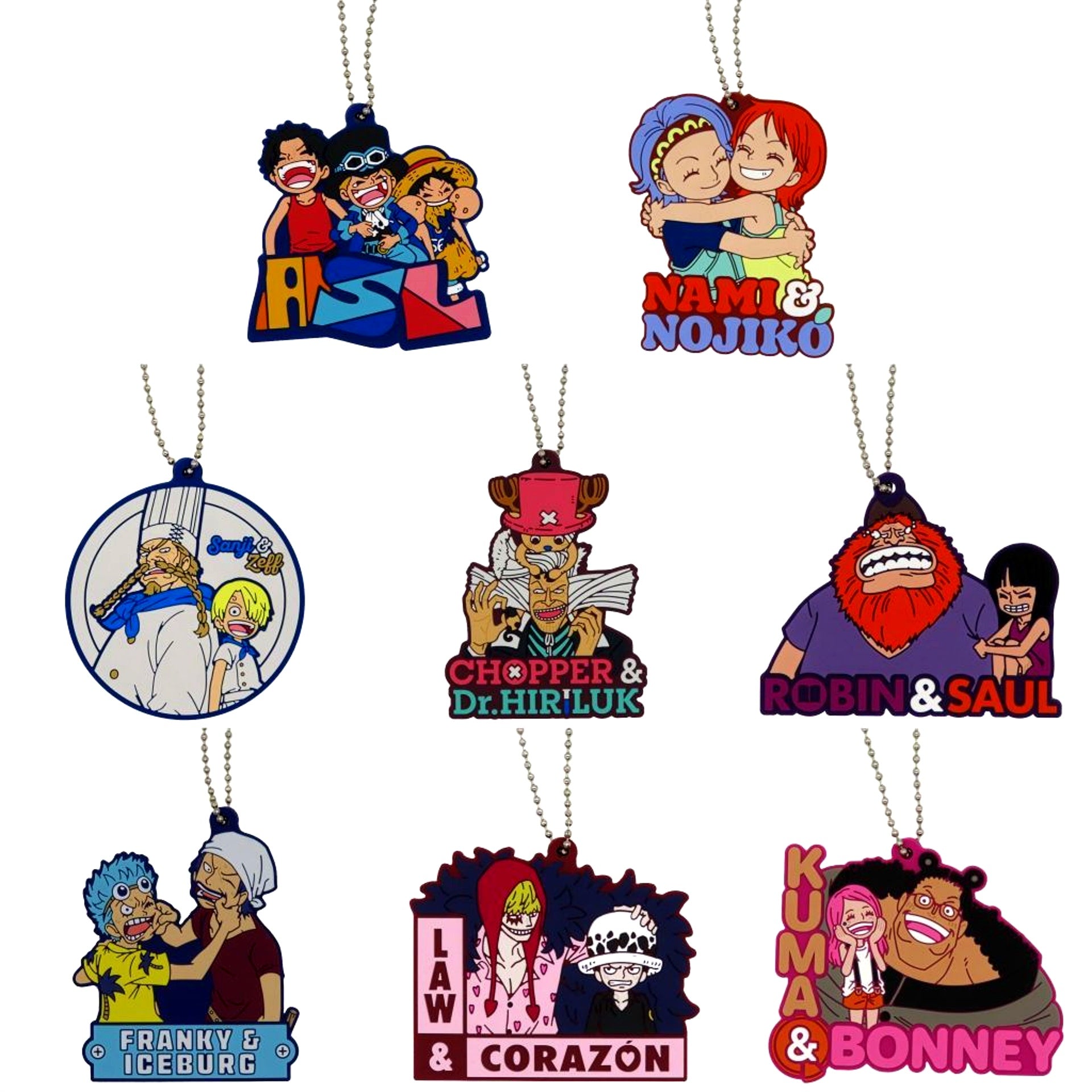 Set of 8 Rubber Keychain Ichiban Kuji ONE PIECE Dramatic Memories Prize I [USED]