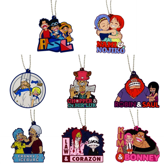 Set of 8 Rubber Keychain Ichiban Kuji ONE PIECE Dramatic Memories Prize I [USED]