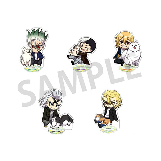 Set of 5 Dr. STONE with Dogs Mini Ver. Trading Acrylic Stand [USED]