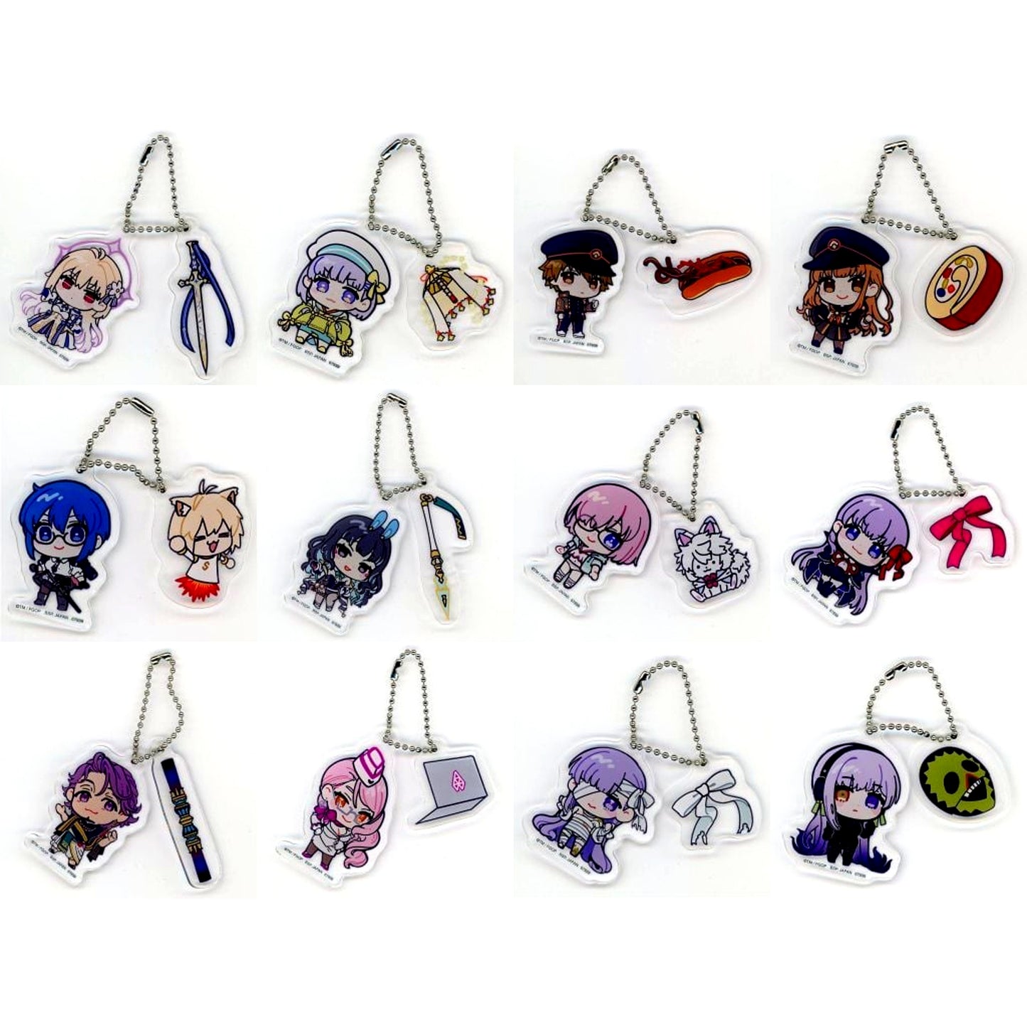 Set of 12 Twin Acrylic Charm Ichiban Kuji Fate/Grand Order Celeb Summer Experience & Archetype Inception Prize J [USED]
