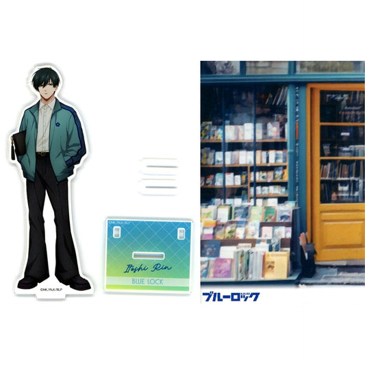 Rin Itoshi Acrylic Stand with Postcard Blue Lock x Karaoke Manekineko 4th [USED]