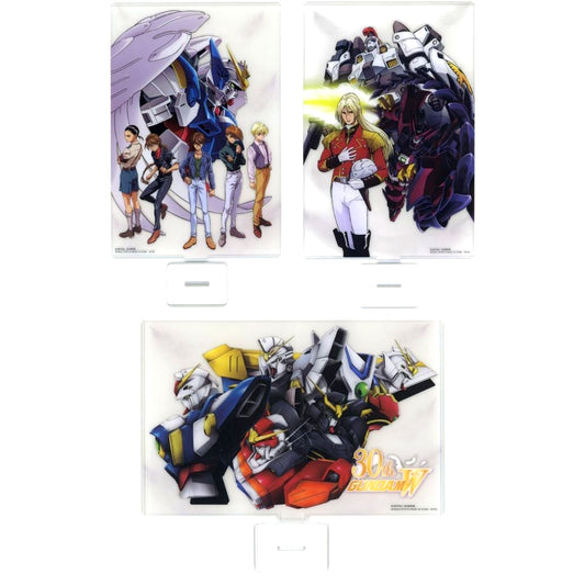 Set of 3 Big Visual Stand Ichiban Kuji Mobile Suit Gundam Wing 30th Anniversary Prize C [USED]