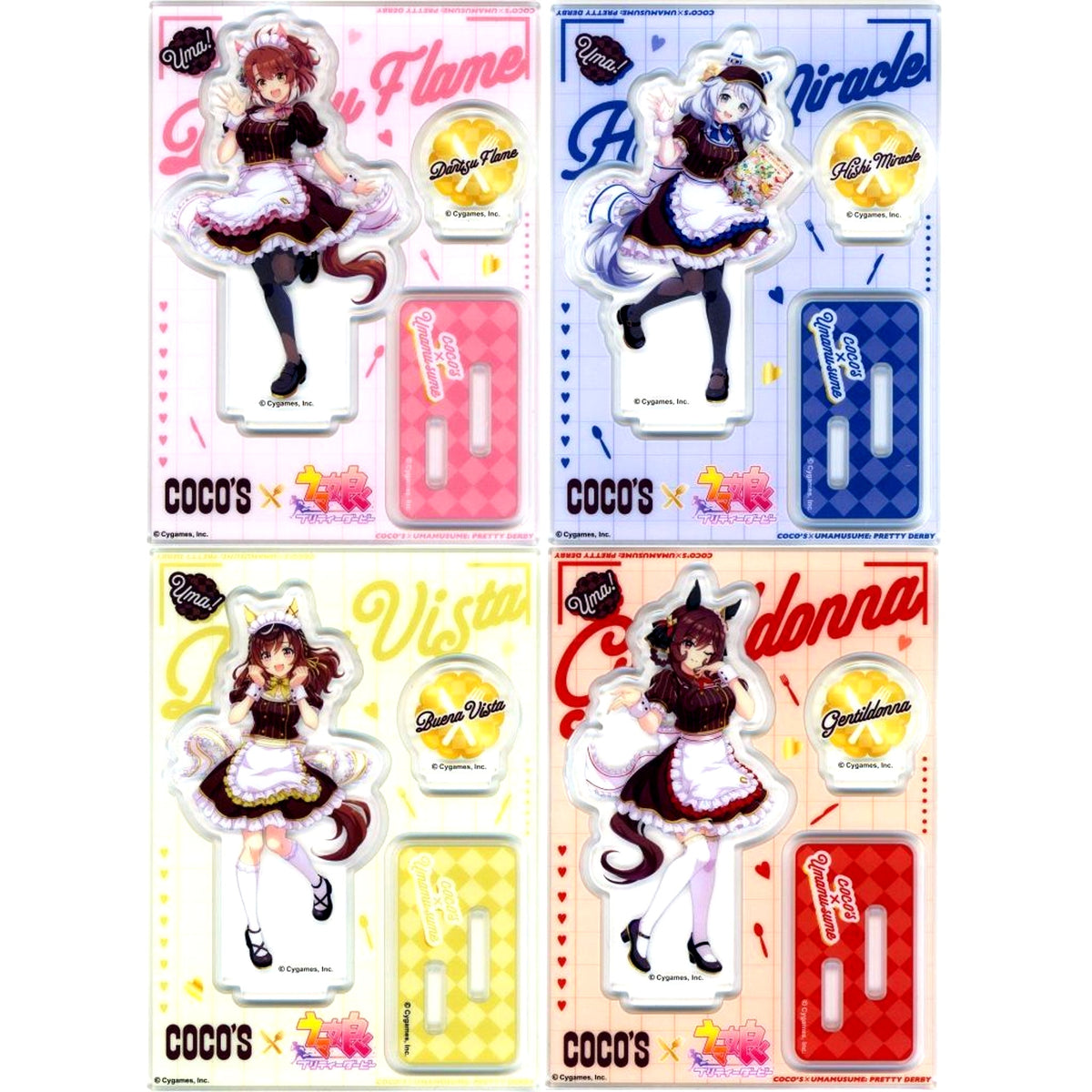 Set of 4 Uma Musume Pretty Derby Original Acrylic Stand Panel First Half x Cocos Welcome to Cocos! Delicious Food Festival! [USED]