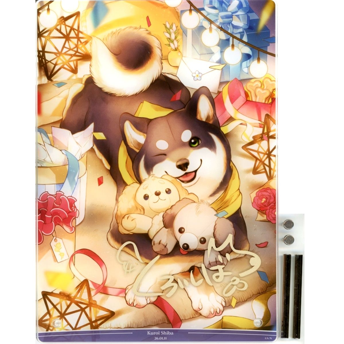 Kuroi Shiba B5 Acrylic Panel Foil Stamped Replica Autographed Birthday 2026 Bundled Item Virtual YouTuber Nijisanji [USED]
