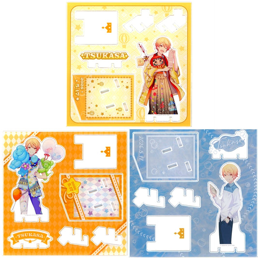 Set of 3 Tsukasa Tenma Acrylic Stand Prize Happy Collection Kuji Project Sekai Colorful Stage! feat. Hatsune Miku Birthday Gift Series 2025 Flower Celebration [USED]