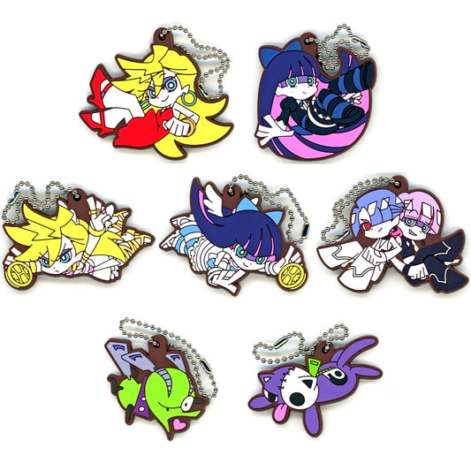 Set of 7 New Panty & Stocking with Garterbelt Sutten Kororin Rubber Mascot Keychain [USED]