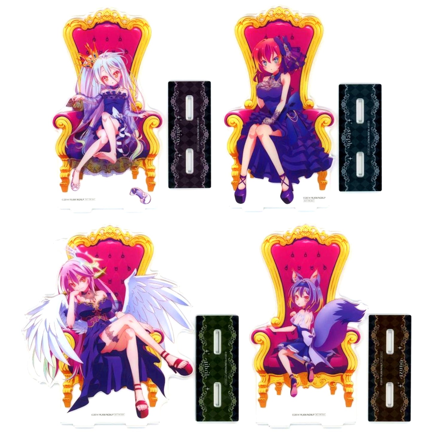 Set of 4 No Game No Life Lucky Button Box Gold Prize BIG Acrylic Stand [USED]