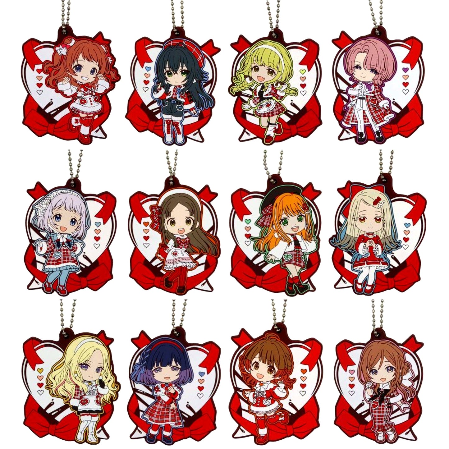Set of 12 Kyun Chara Rubber Charm Ichiban Kuji Gakuen Idolmaster Part 4 Prize H [USED]