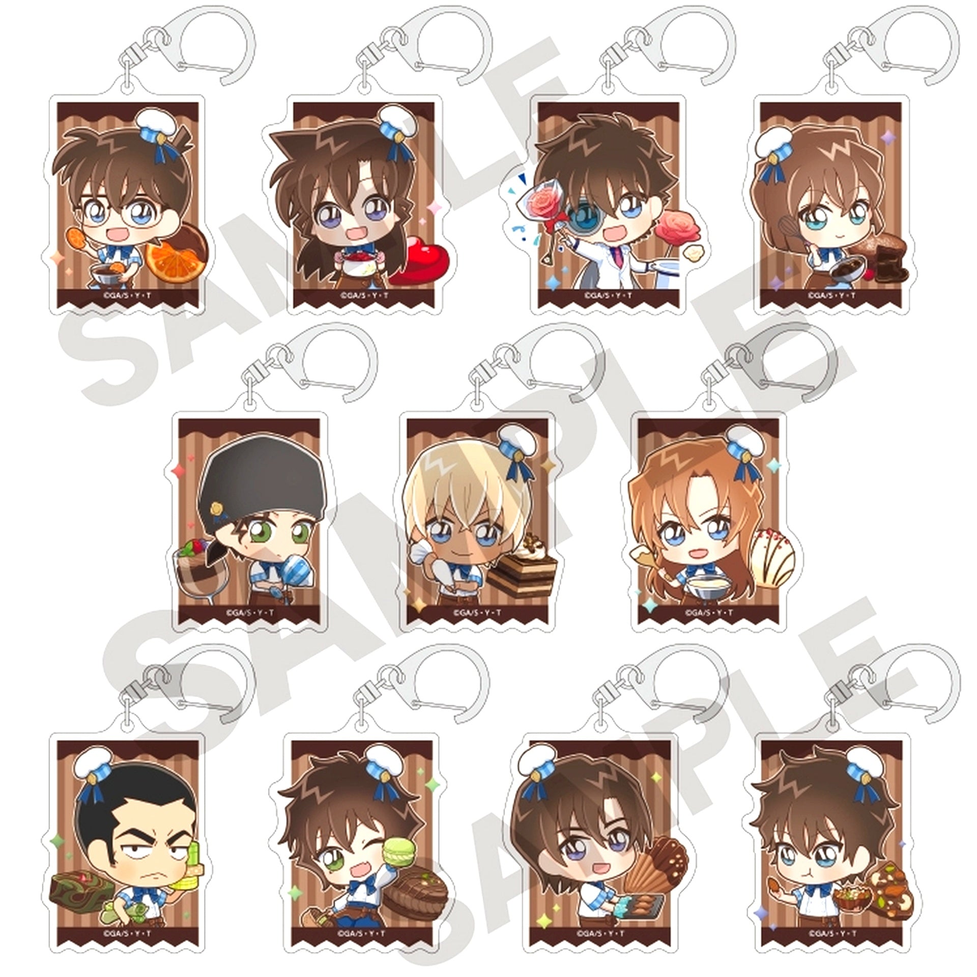 Set of 11 Detective Conan Trading Acrylic Keychain Charapeko Chocolatier [USED]
