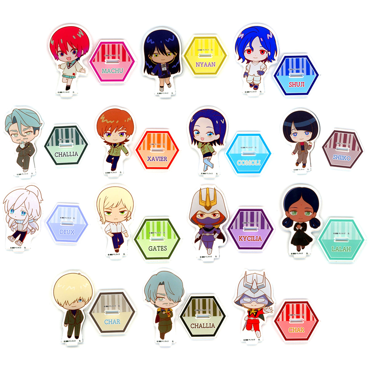 Set of 14 Hapikuro Deformed Acrylic Stand Mobile Suit Gundam GQuuuuuuX [USED]