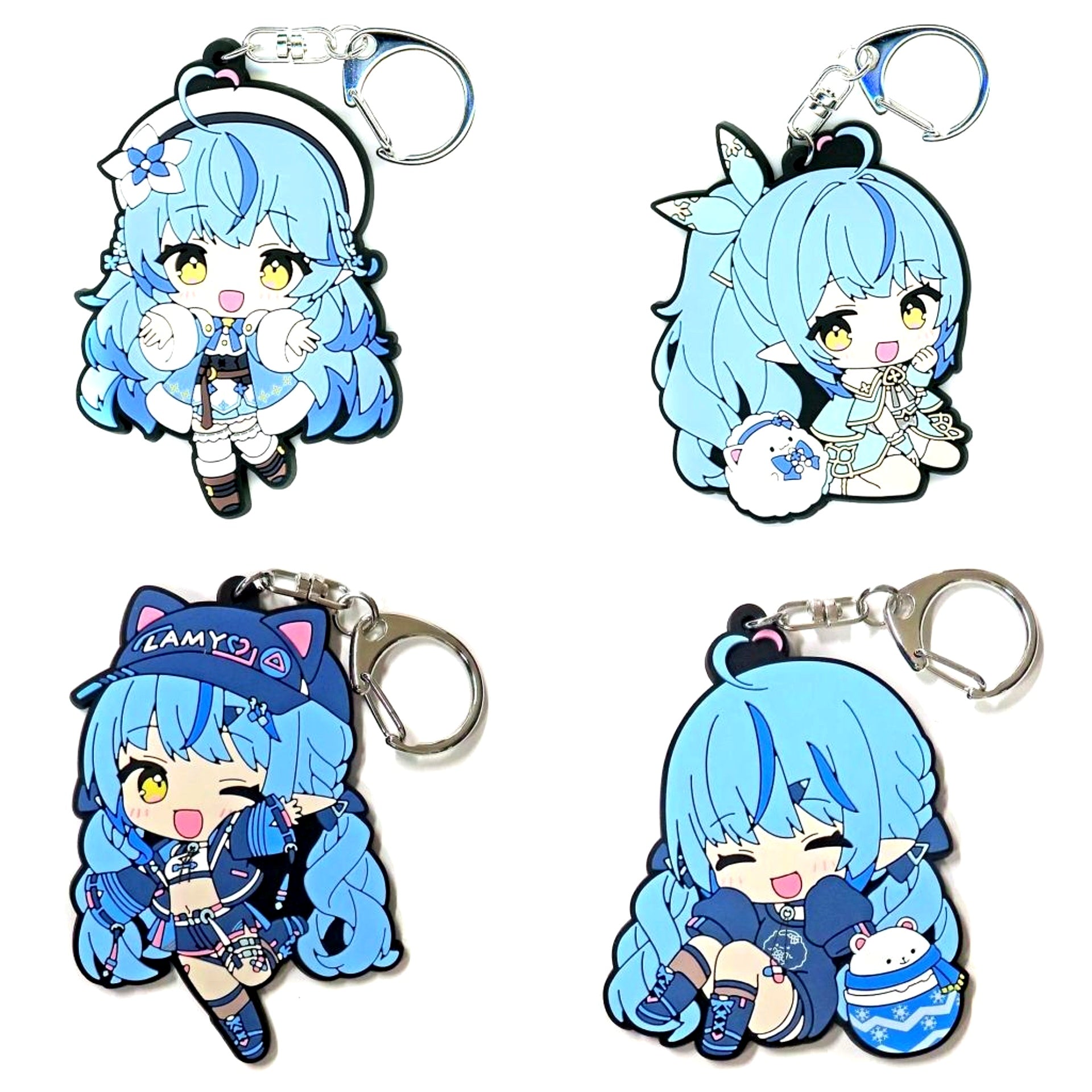 Set of 4 Yukihana Lamy VTuber Hololive 5th Anniversary Random Rubber Keychain [USED]