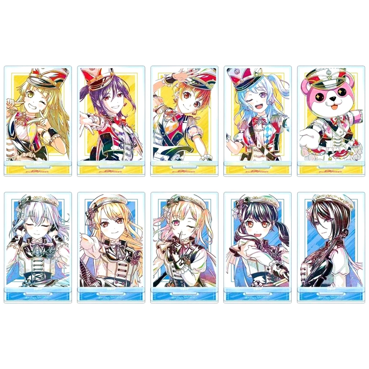 Set of 10 Bang Dream! Girls Band Party! Trading Ani-Art Wave 6 Acrylic Stand Ver. E [USED]