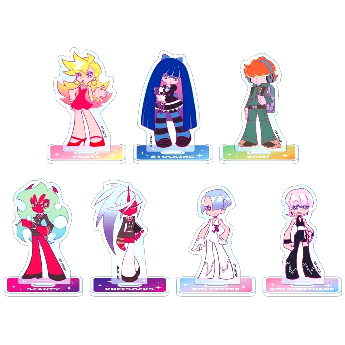 Set of 7 New PANTY & STOCKING with GARTERBELT Trading Ani-Art Clear Label Acrylic Stand [USED]