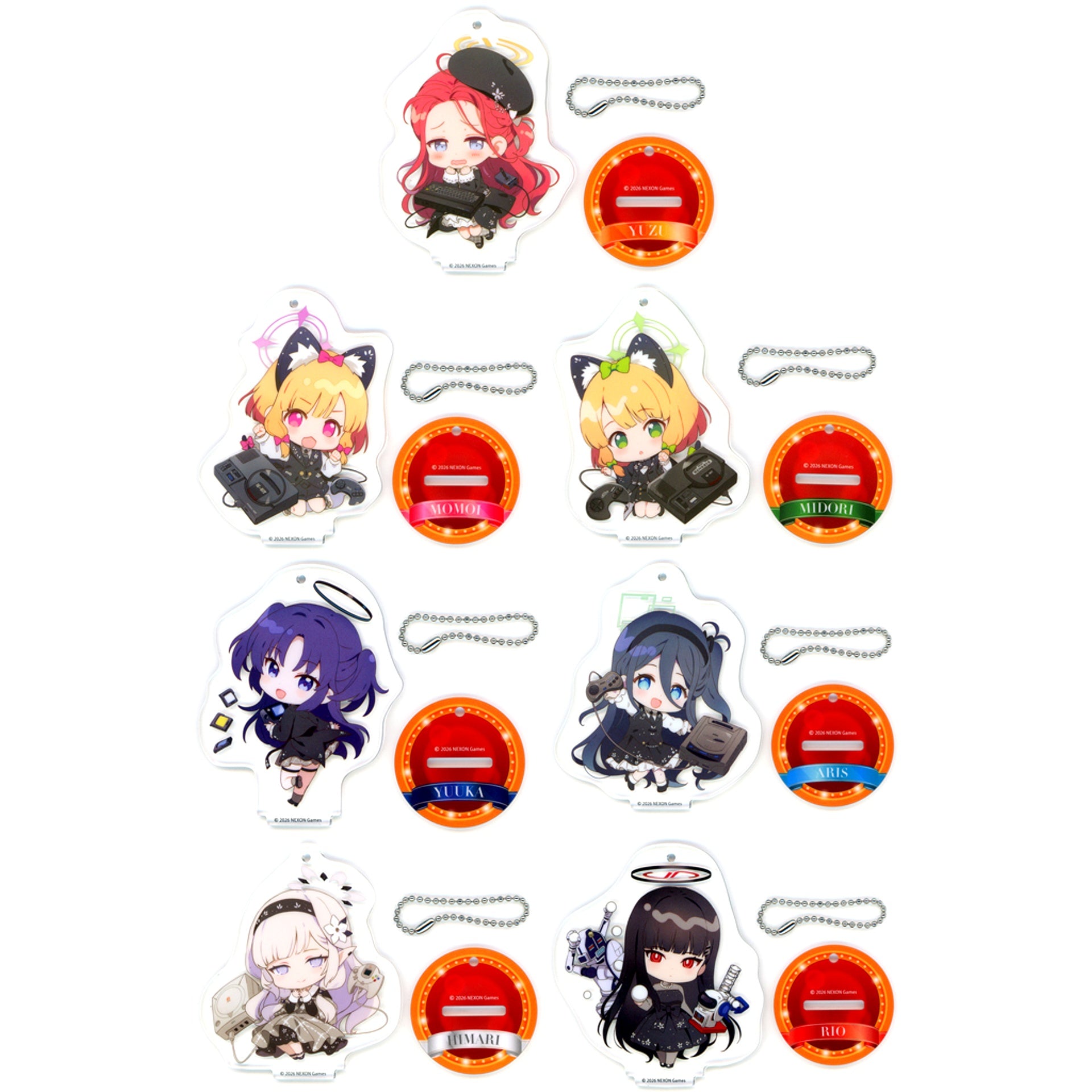 Set of 7 D Prize Blue Archive Acrylic Keychain Stand Sega Lucky Kuji [USED]