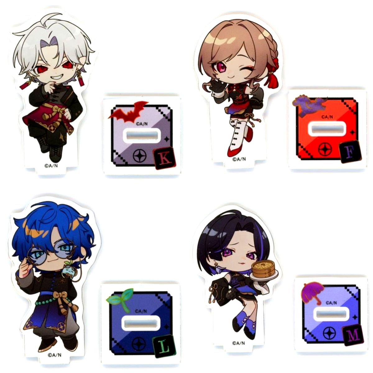 Set of 4 Virtual YouTuber Nijisanji Cafe in Sweets Paradise Vol. 14 Mini Character Trading Acrylic Stand [USED]