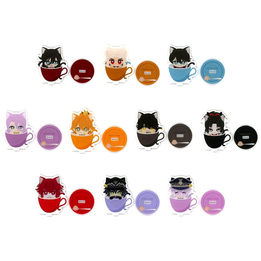 Set of 10 Touken Ranbu Online Touneko Danshi x Collabo Cafe Honpo Touneko Cafe Part 5 Acrylic Stand [USED]