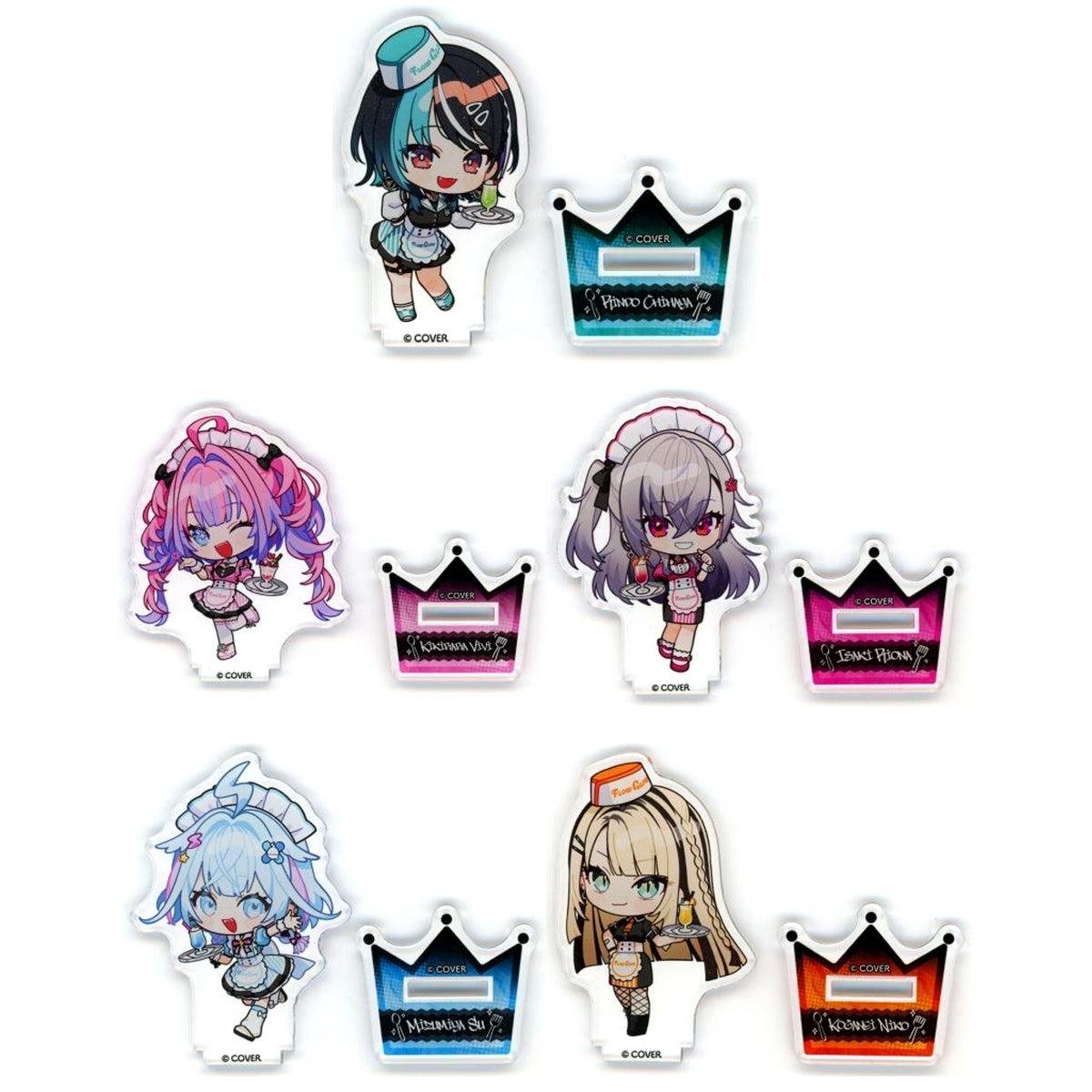 Set of 5 Trading Mini Character Acrylic Stand Cafe Ver. Virtual YouTuber Hololive FLOW GLOW TOWER RECORDS CAFE Spring has come [USED]