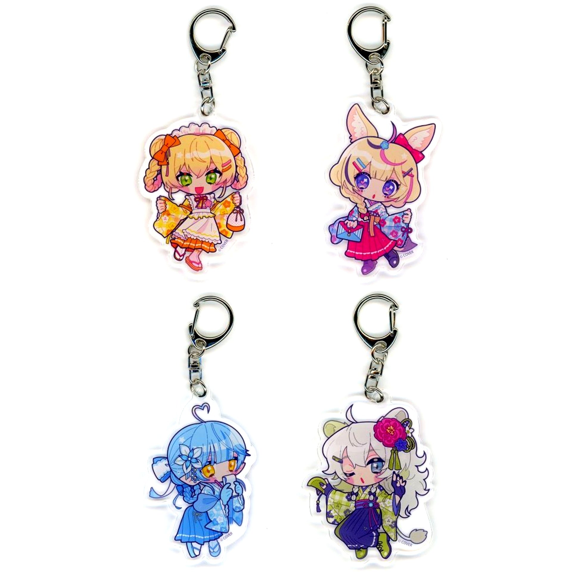 Set of 4 VTuber Hololive HoloTuri NePoLaBo POP-UP SHOP and CAFE in Tree Village Trading Acrylic Keychain Schoolgirl Ver. [USED]