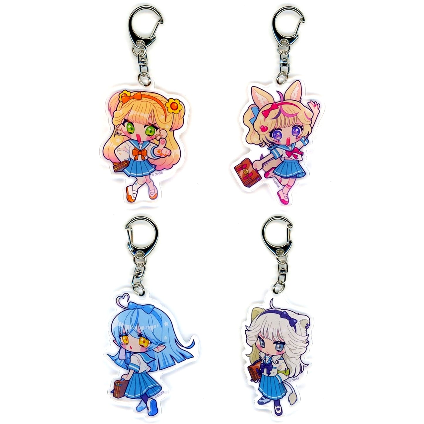 Set of 4 VTuber Hololive HoloTuri NePoLaBo POP-UP SHOP and CAFE in Tree Village Trading Acrylic Keychain Sailor Suit Ver. [USED]