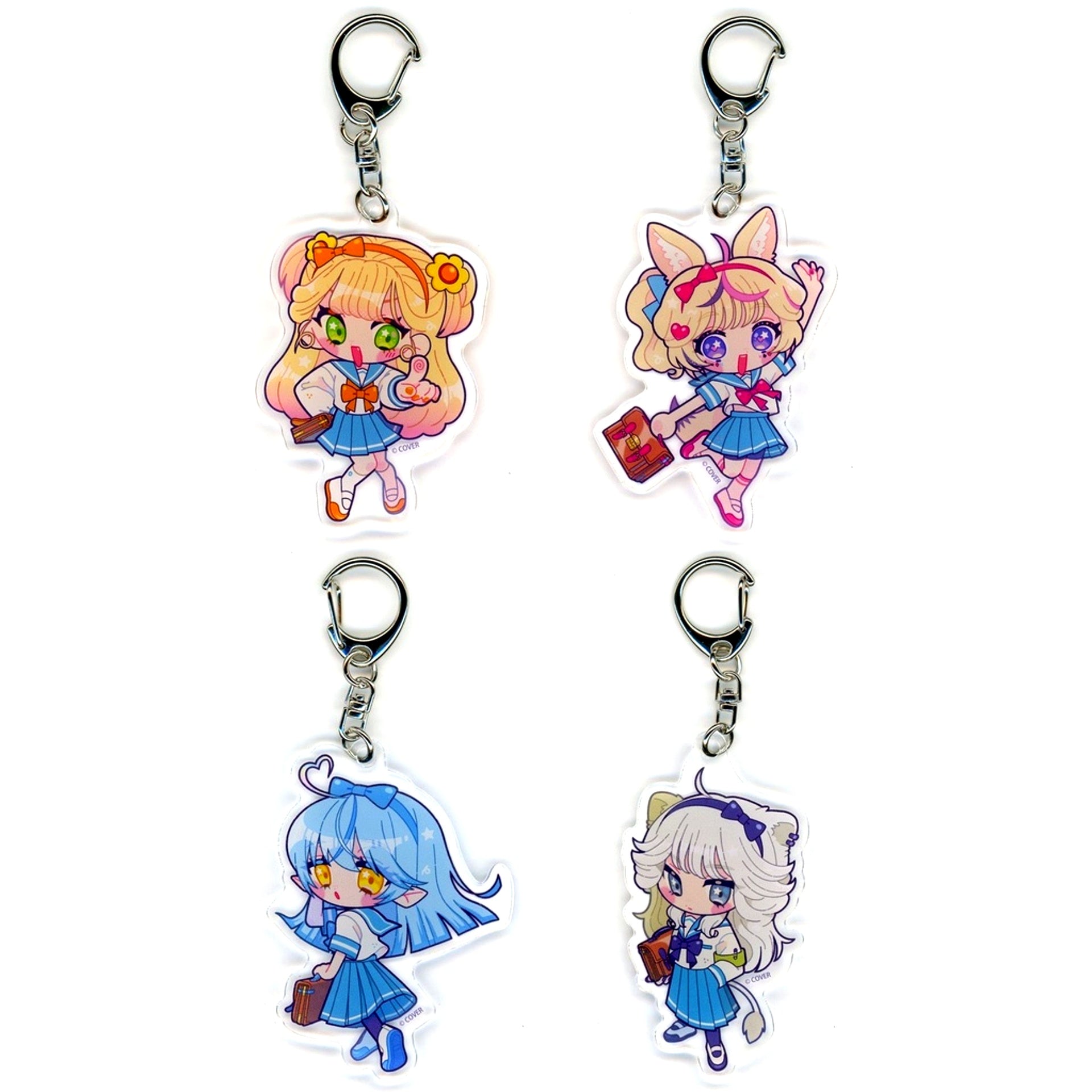 Set of 4 VTuber Hololive HoloTuri NePoLaBo POP-UP SHOP and CAFE in Tree Village Trading Acrylic Keychain Sailor Suit Ver. [USED]