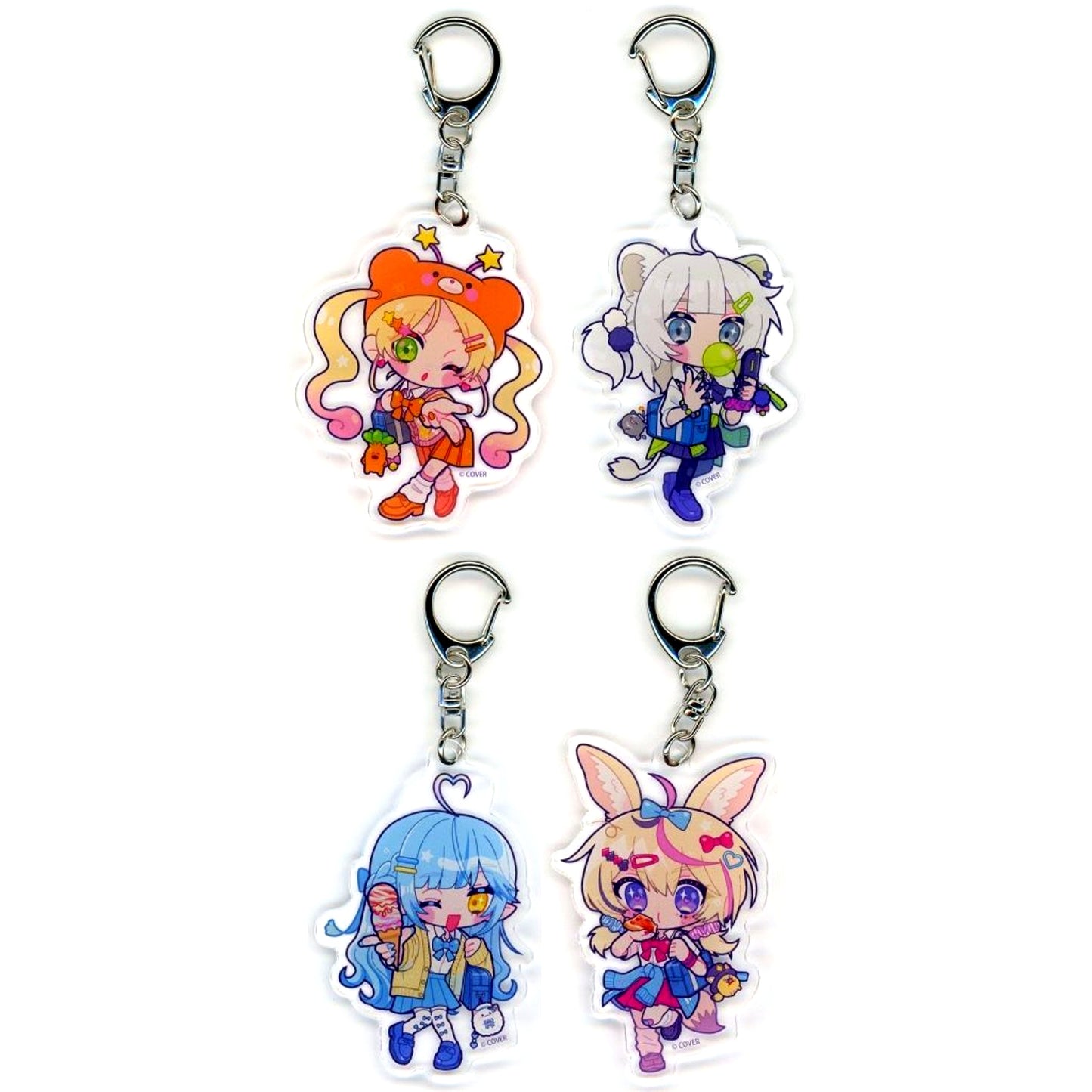 Set of 4 VTuber Hololive HoloTuri NePoLaBo POP-UP SHOP and CAFE in Tree Village Trading Acrylic Keychain Gyaru Ver. [USED]