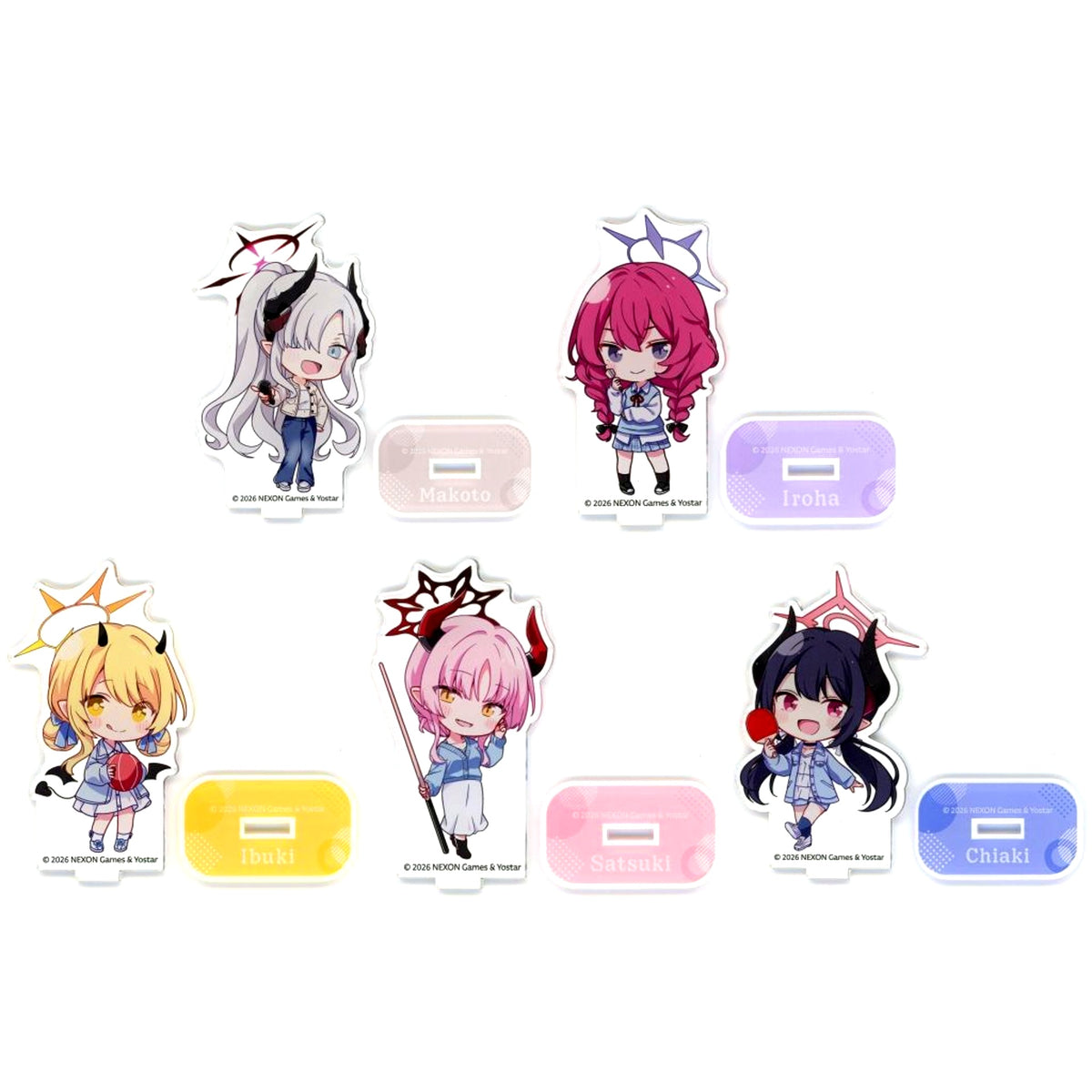Set of 5 Blue Archive x ROUND1 Trading Mini Character Acrylic Stand [USED]