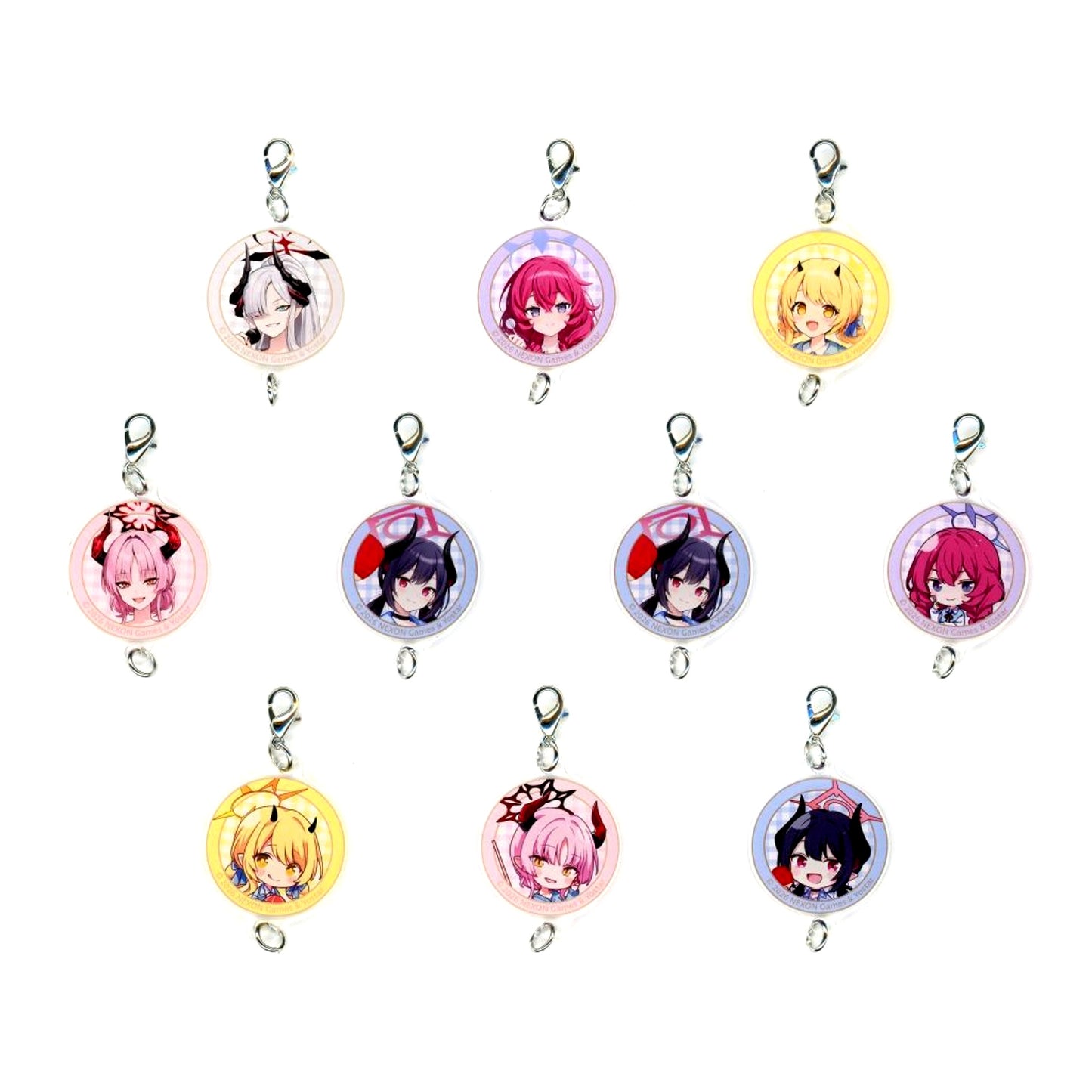 Set of 10 Blue Archive x ROUND1 Trading Connecting Acrylic Keychain [USED]