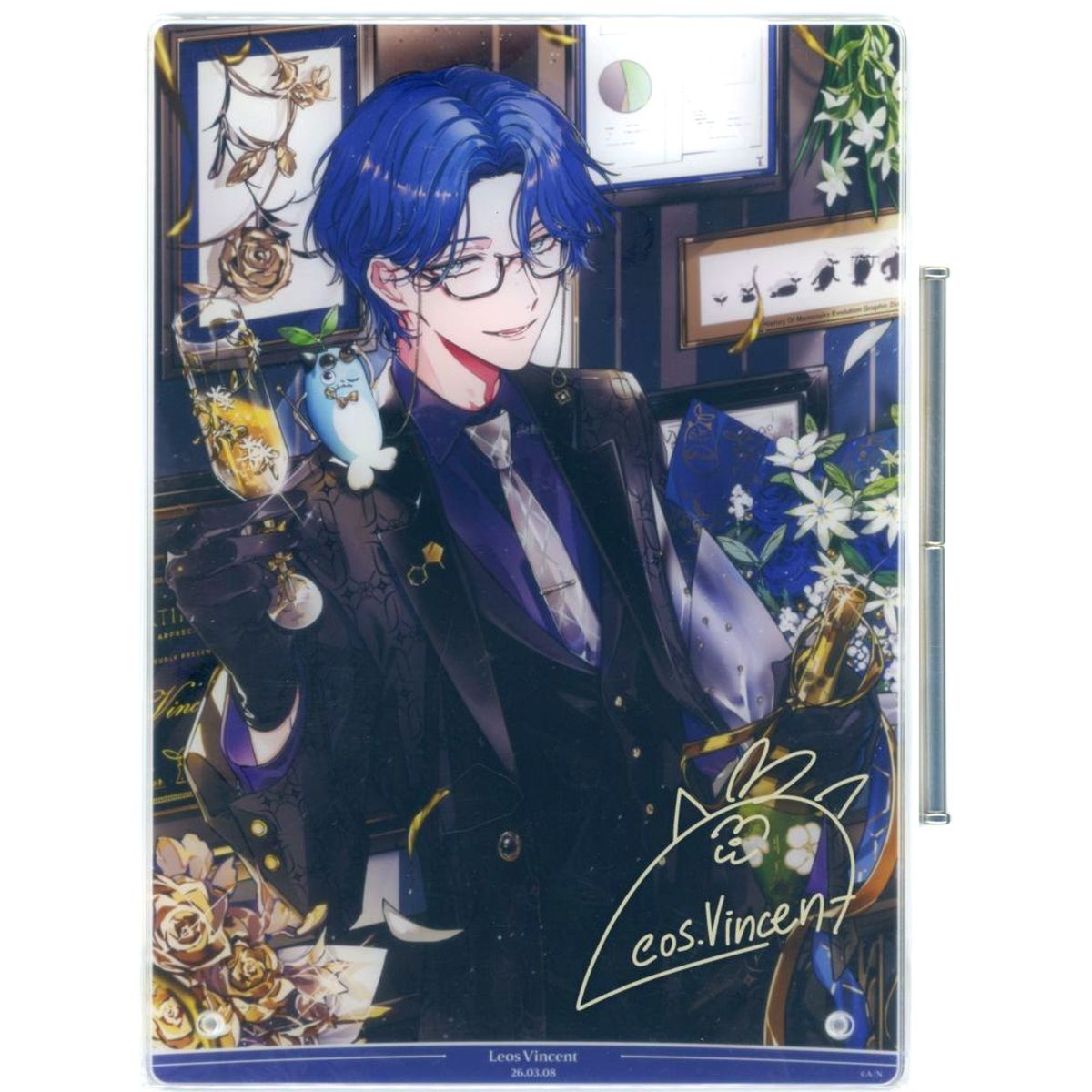 Leos Vincent Virtual YouTuber Nijisanji Birthday 2026 B5 Acrylic Panel Foil Stamped Reproduction Hand-Signed Only Sold Separately [USED]