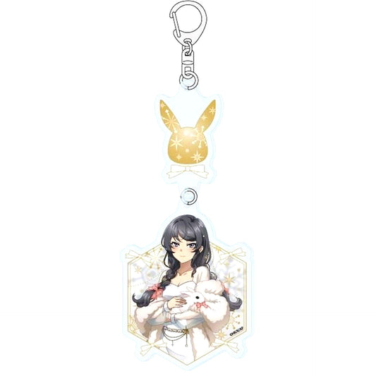 Mai Sakurajima 01. White Winter Ver. Illustration Interlocking Acrylic Keychain Rascal Does Not Dream of Santa Claus [USED]