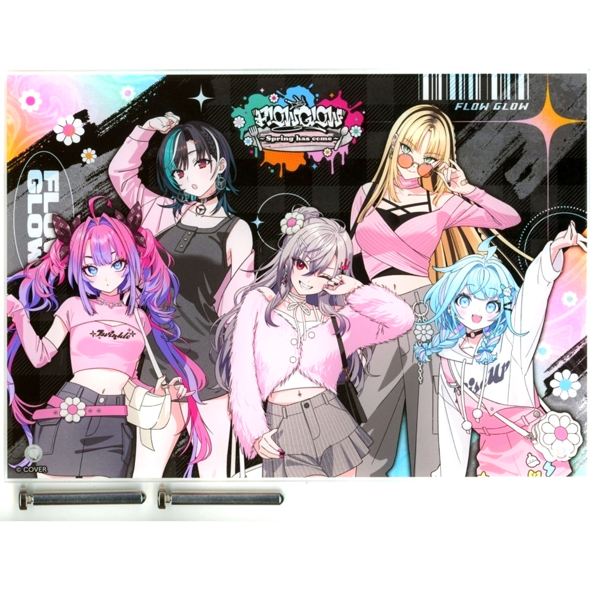 FLOW GLOW Acrylic Art Board Spring Outfit Ver. Virtual YouTuber Hololive TOWER RECORDS CAFE Spring has come [USED]