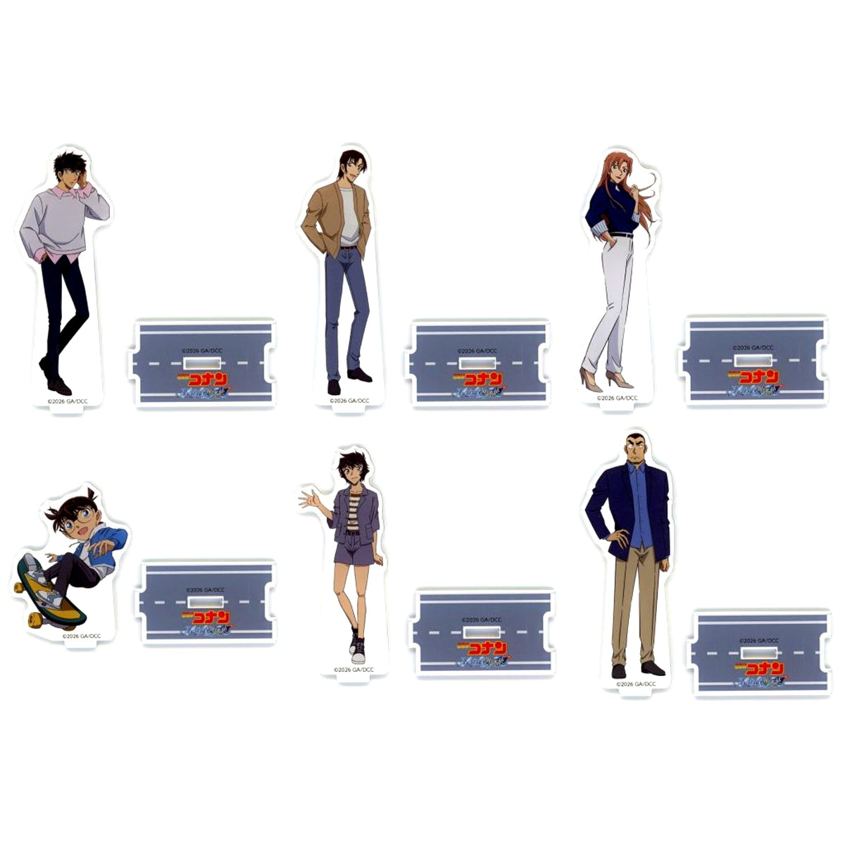 Set of 6 Group Connecting Acrylic Stand Detective Conan The Movie Highway Fallen Angel Seven Net Limited [USED]