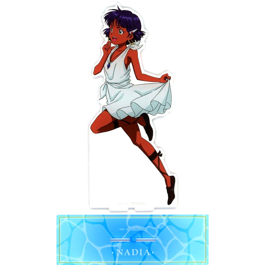 Nadia White Dress Extra Large Acrylic Stand Nadia The Secret of Blue Water Nadia Chronicle Ver. Ichigeki Collection 75mm Hologram Button Winning Prize [USED]