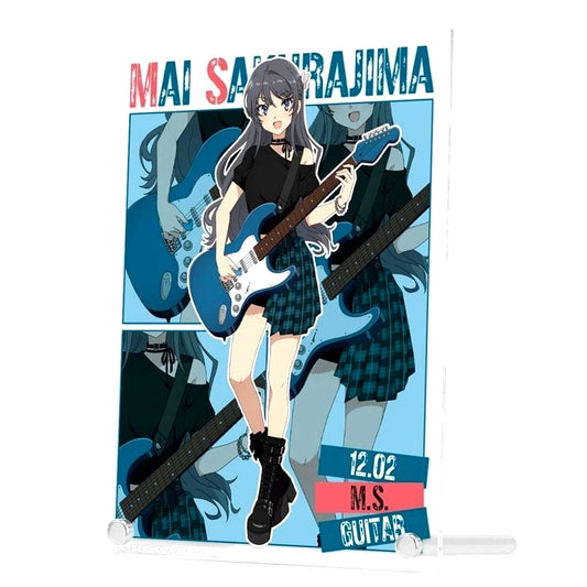 Mai Sakurajima Illustration Guitar Playing Ver. A5 Acrylic Panel Rascal Does Not Dream Series POP UP SHOP in TOWER RECORDS in 2026 [USED]