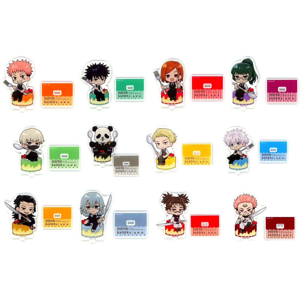Set of 12 Jujutsu Kaisen Trading Acrylic Stand 5th Anniversary CAFE in SWEETS PARADISE [USED]