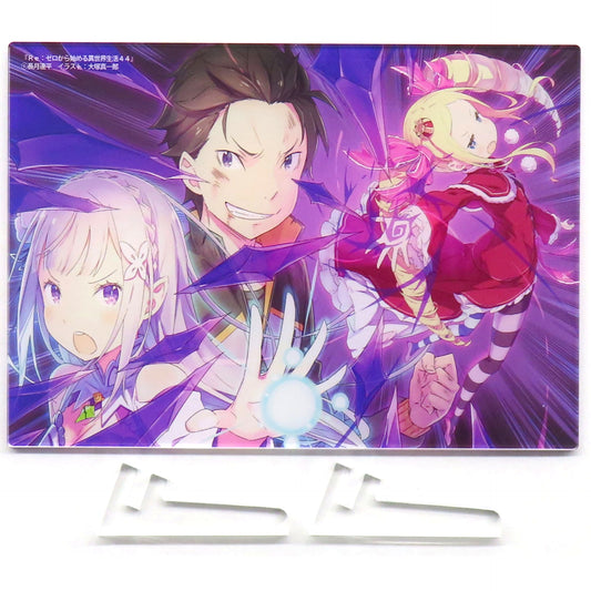 Single Item Emilia & Subaru Natsuki & Beatrice Re:ZERO -Starting Life in Another World- Light Novel Vol. 44 Melonbooks Limited Edition Bonus Mini Acrylic Panel [USED]
