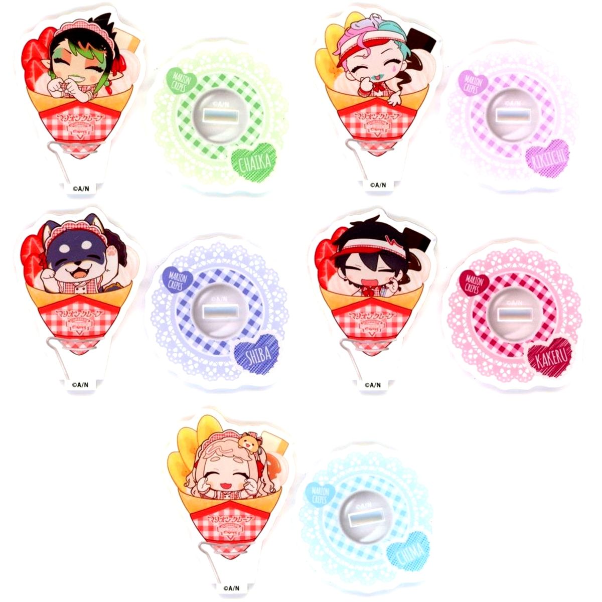 Set of 5 Virtual YouTuber Nijisanji x Marion Crepes 2nd Collaboration Trading Acrylic Stand [USED]