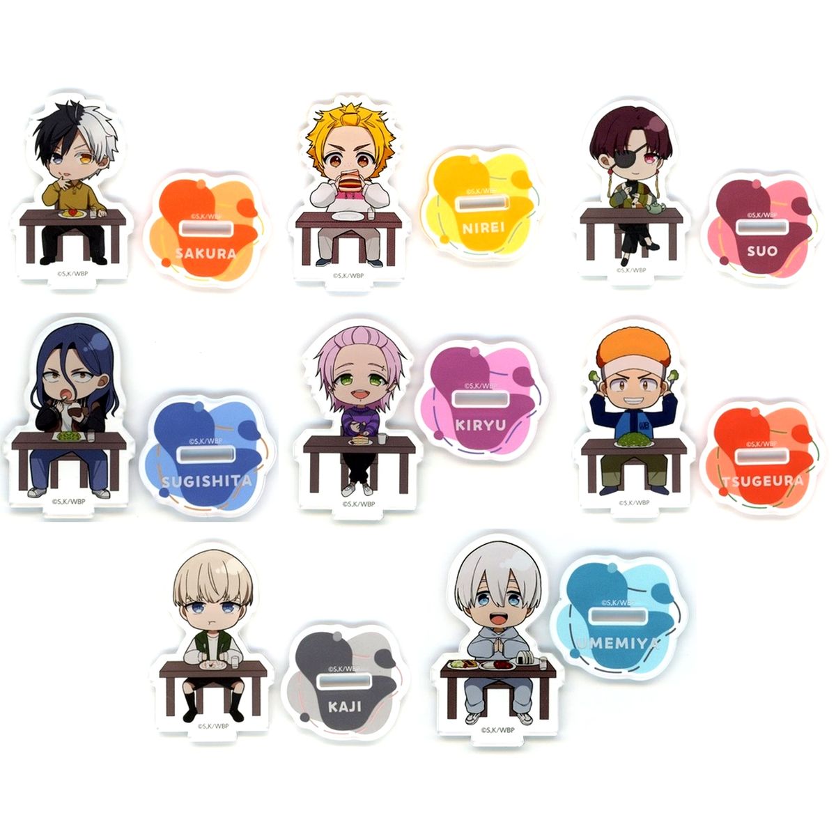 Set of 8 Wind Breaker Online Kuji Eating Together Chibi Character Acrylic Stand Kujibikido C Prize [USED]