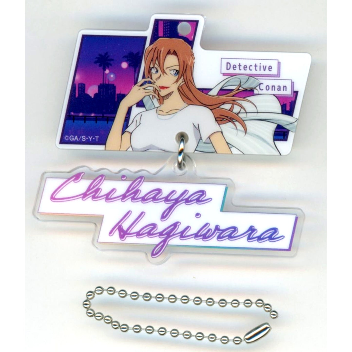 Chihaya Hagiwara G Prize Double Acrylic Keychain Sega Lucky Kuji Detective Conan Neo City Pop [USED]
