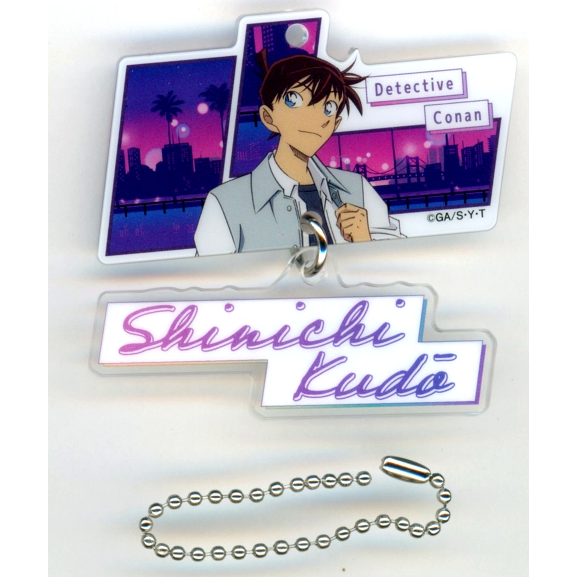 Shinichi Kudo G Prize Detective Conan 2-Part Acrylic Keychain Sega Lucky Kuji Neo City Pop [USED]