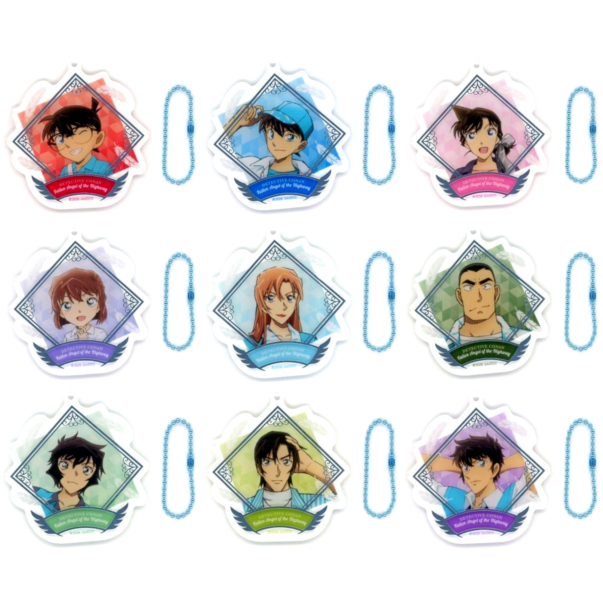 Set of 9 Detective Conan The Movie Highway's Fallen Angel Acrylic Keychain Collection Theater Goods [USED]