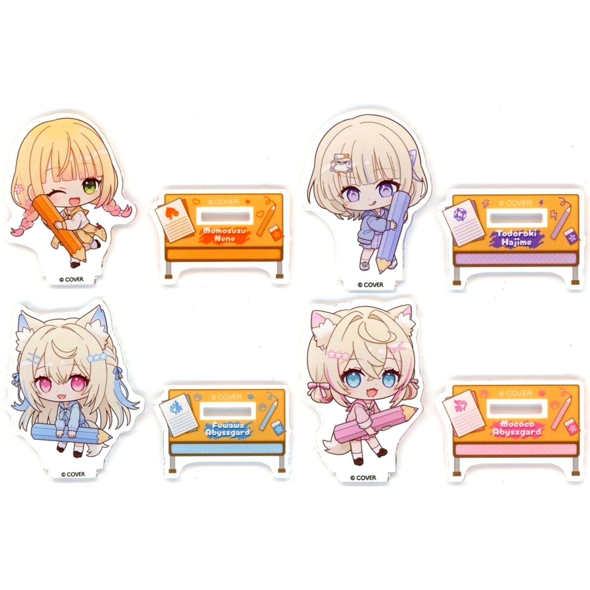 Set of 4 Virtual YouTuber Hololive Production Haruiro Hololive Academy x SWEETS PARADISE Trading Acrylic Stand Mini Character Ver. [USED]