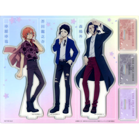 Ryunosuke Akutagawa & Chūya Nakahara & Ōgai Mori Collab Limited Acrylic Stand Sushiro x Bungo Stray Dogs Collab Campaign Menu Order Bonus Item [USED]