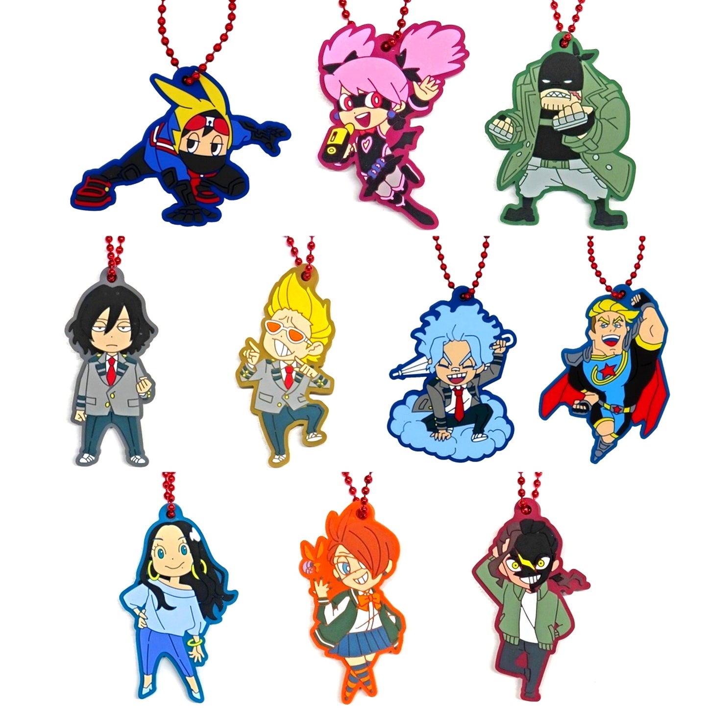 Set of 10 Prize F Vigilante My Hero Academia Illegals Ichiban Kuji Rubber Charm [USED]